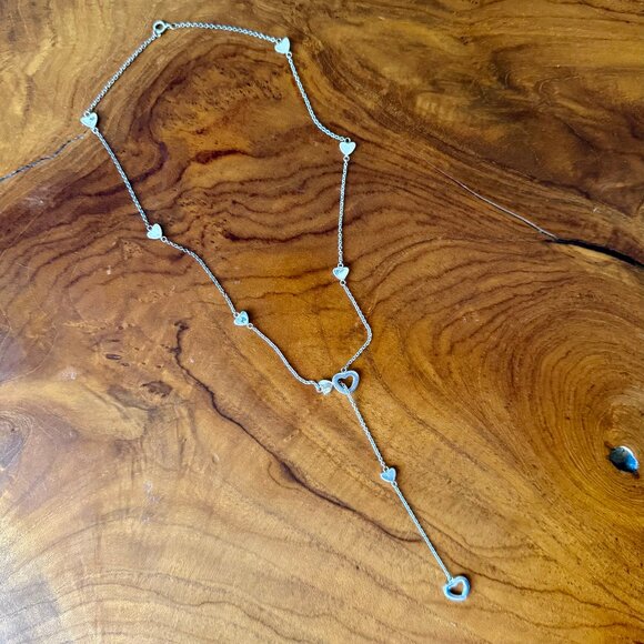 TIFFANY & CO. Multi-Heart Link Lariat Necklace - Sterling Silver - Authentic - Picture 2 of 8